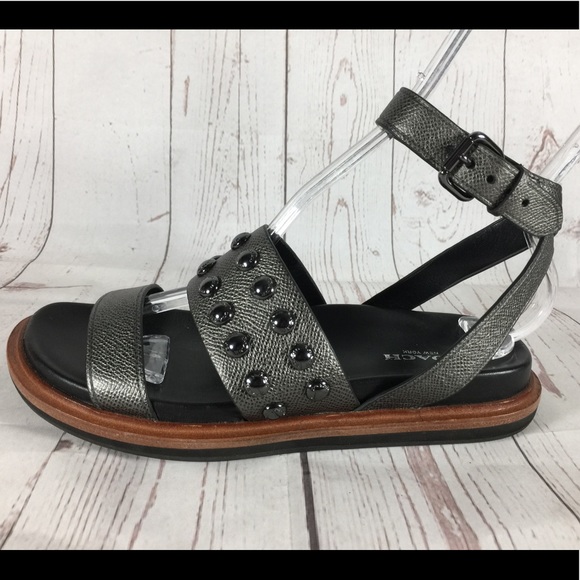Coach Dannie Studded Sandals Size 7 Gunmetal - Picture 2 of 5